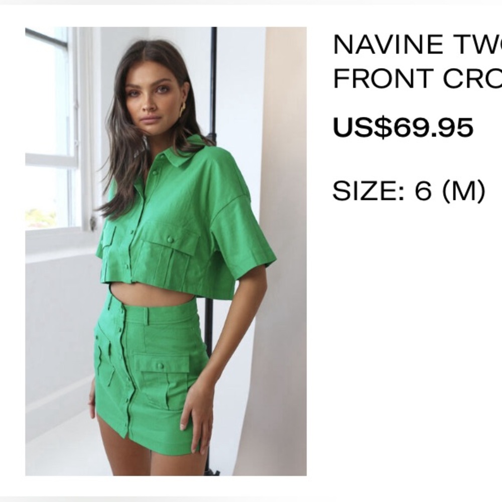NEVER WORN Showpo Green skirt set
